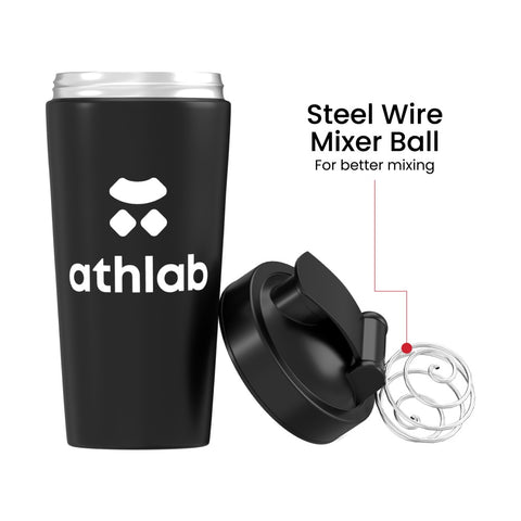 Athlab Black Steel Shaker Bottle - 750ml, Ultra Durable